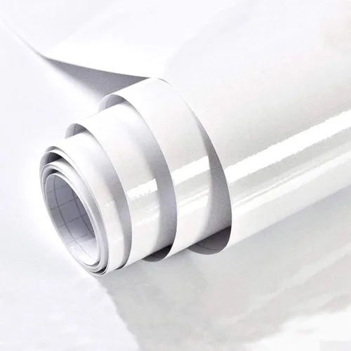 TANONE Papel tapiz de contacto blanco brillante de 35.4 x 118 pulgadas, papel tapiz de vinilo autoadhesivo con purpurina iridiscente extraíble para