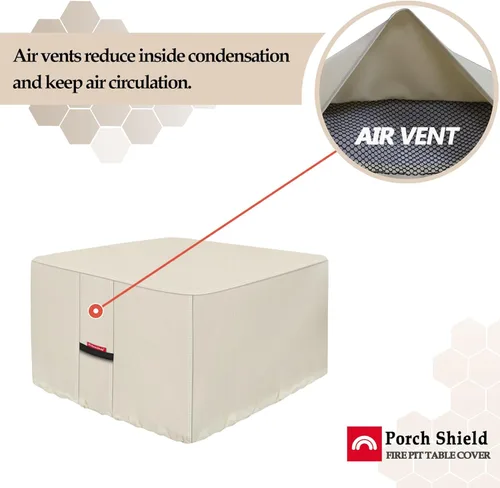 Miniatura 5 de Porch Shield Funda para hoguera, impermeable, 600D, resistente, cuadrada, para patio, color beige, 28 x 28 pulgadas