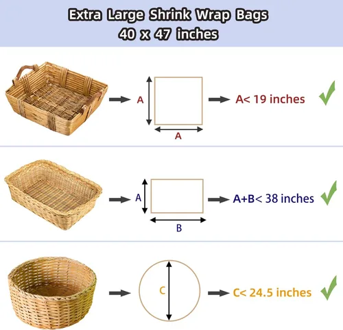 Miniatura 2 de LazyMe Bolsas de celofán retráctiles extragrandes para cestas de regalo, bolsas de cesta de Pascua de 40 x 47 pulgadas (10 unidades, XXXL)