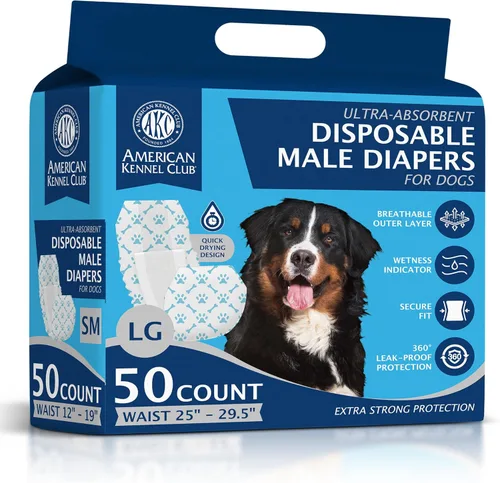 Miniatura 10 de American Kennel Club Fajas desechables para perros machos, pañales con indicador de humedad, tamaño pequeño, 50