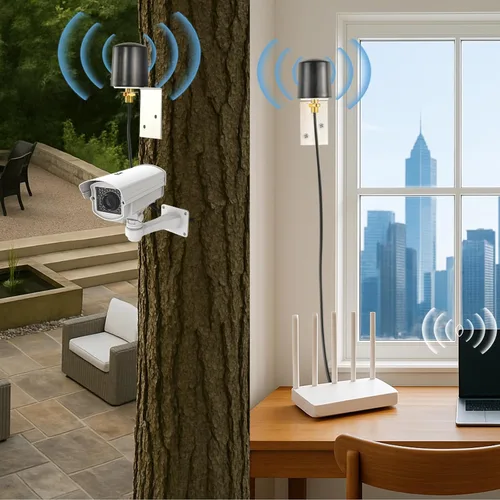 Miniatura 8 de Antena WiFi omnidireccional MIMO 2x2 600-6000MHz 5G 4G LTE Antena exterior con 2x16.4ft Baja pérdida SMA Cables macho para enrutador Gateway