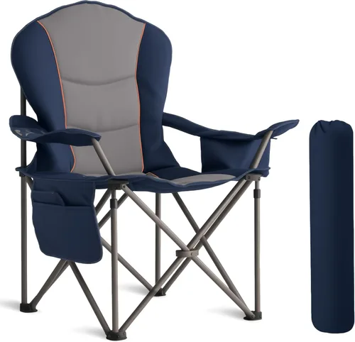 Miniatura 19 de Silla de Camping Sobredimensionada de Alta Resistencia - Silla Plegable Portátil, Portavasos y Estuche para Teléfono Impermeable para Adultos, negro