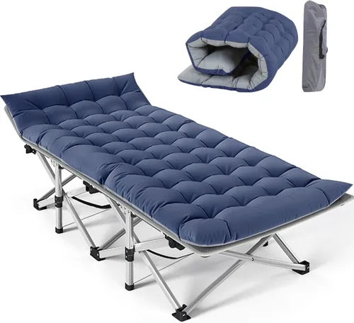 Miniatura 32 de Slsy Catre de camping plegable para adultos con almohadilla, catres de dormir portátiles acolchados, cama de campamento con bolsa de transporte