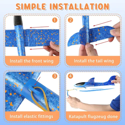 Miniatura 6 de VCOSTORE Paquete de 2 aviones de espuma de catapulta para niños, aviones planeadores de espuma de 13.3 pulgadas, aviones de espuma de poliestireno