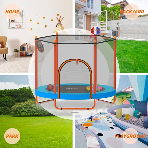 Miniatura 11 de Ativafit - Cama elástica de 60 pulgadas, para interiores y exteriores, para niños de 1 a 8 años, cama elástica recreativa de 5 pies para niños
