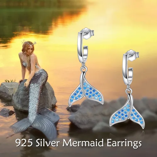Miniatura 5 de Aretes de plata de ley 925 para mujer, aretes hipoalergénicos, Plata de ley, Circonia cúbica