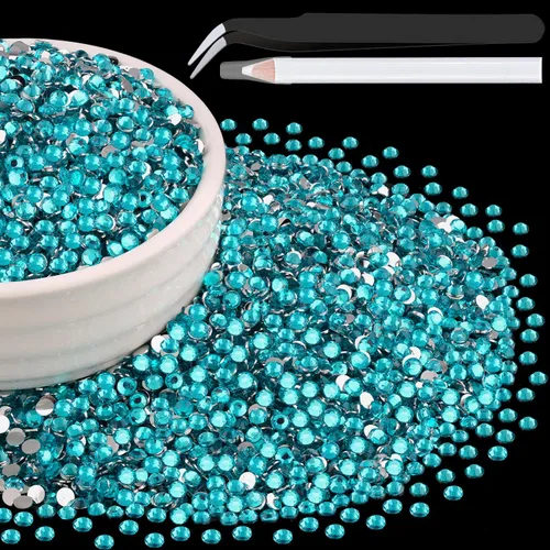 Miniatura 14 de 12000 diamantes de imitación de resina de 0.079 pulgadas a granel para manualidades (transparente), cristales deslumbrantes con parte trasera plana