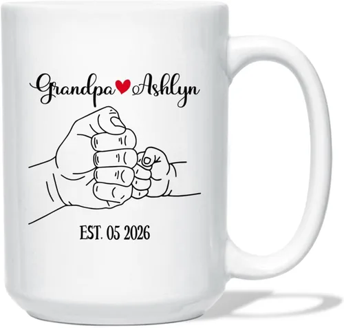 Miniatura 20 de Taza de café con texto en inglés "Best Grandpa Ever", regalo para el día del padre, taza de café personalizada para abuelo, tazas blancas de 11 Taza