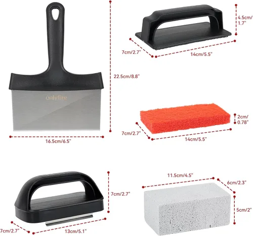 Miniatura 5 de onlyfire Kit de limpieza de parrilla de 15 piezas para Blackstone, kit de limpieza de parrilla de parte superior plana con piedra de parrilla