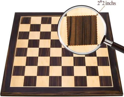 Miniatura 7 de BIVOMON Tablero de ajedrez de madera de 21.25'', tablero de ajedrez de torneo profesional con cuadrados de 2.2'', juegos de tablero de ajedrez