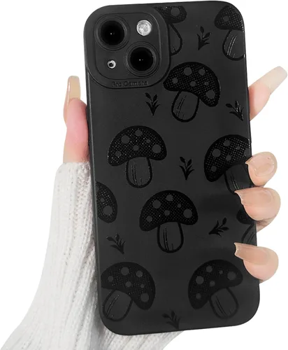 Lovmooful Funda compatible con iPhone 13, bonito diseño de hongos negros para niñas y mujeres, TPU suave a prueba de golpes, protector femenino para