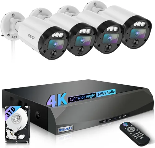 Miniatura 10 de Almacenamiento de 90 días y audio de 2 vías: sistema de cámara de seguridad con cable para exteriores, sistemas de cámara de seguridad con cable