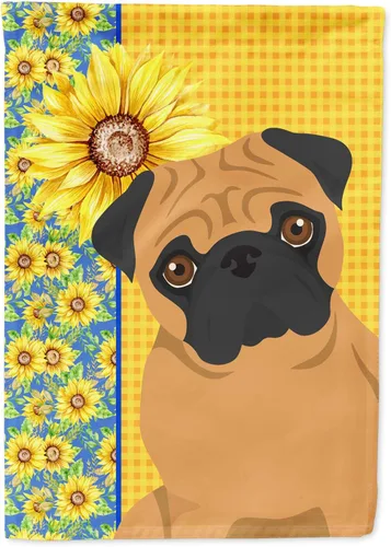 Miniatura 331 de Caroline's Treasures WDK5331CHF - Bandera de verano con diseño de girasoles rojos y blancos, manga grande, para porche, para colgar en la pared