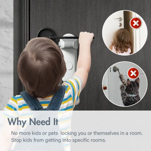 Miniatura 2 de EUDEMON Cerradura de palanca de puerta a prueba de niños, cerradura de manija de puerta de seguridad para bebé, fácil de instalar y usar, adhesivo