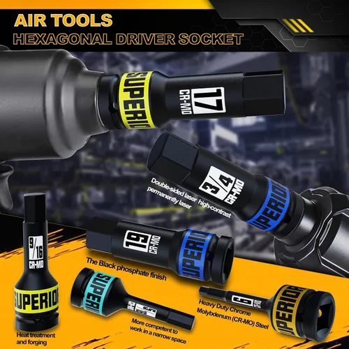 Miniatura 5 de 1/2" Drive Master Juego de llaves de impacto XZN, 10 piezas: M5 - M18, acero Cr-Mo, caja de almacenamiento resistente
