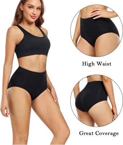 Miniatura 2 de wirarpa Ropa interior de algodón para mujer, de cintura alta, cobertura completa, paquete de 4 unidades (talla regular y grande)