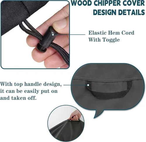Miniatura 5 de Cubierta para trituradora de madera, cubierta eléctrica impermeable para trituradora de hojas, trituradora de jardín, 33 x 45 pulgadas, color negro