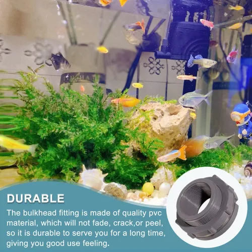 Miniatura 6 de Ququyi Adaptador de conector de tanque de agua de PVC de 2 pulgadas con tapones a granel para barriles de lluvia, acuarios, estanques (juego de 1)