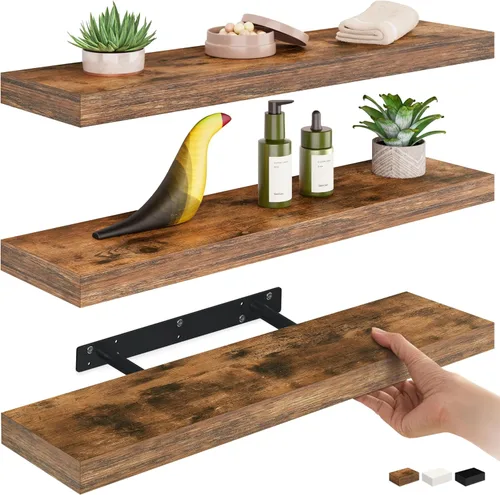 Miniatura 15 de Ballucci - Estantes flotantes, juego de estantes de pared de madera de 36" con soportes invisibles para baño, sala de estar, dormitorio, cocina