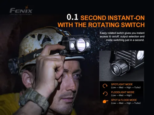 Miniatura 3 de Fenix HP30R v2.0 - Linterna frontal, 3000 lúmenes, recargable, resistente, con foco y reflector, paquete de alimentación desmontable y organizador