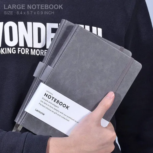 Miniatura 6 de Lemome Cuaderno Clásico Grueso con Presilla para Bolígrafo - Cuaderno de Escritura A5 Rayado Universitario de Tapa Dura con Bolsillo + Separadores