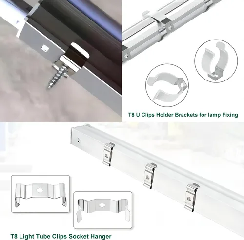 Miniatura 5 de Othmro T8 - Abrazaderas de lámpara para tubo de luz LED, lámpara fluorescente LED, con tornillos, abrazaderas de lámpara en U T8 soporte