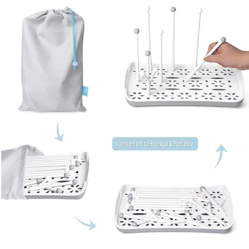 Miniatura 5 de Estante de Secado de Biberones con Bandeja, Termichy Soporte Secador de Biberones de Alta Capacidad para Biberones, Tetinas, Tazas, Piezas de Bomba