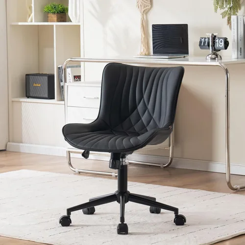 Miniatura 19 de YOUNIKE Silla de Oficina, Silla de Escritorio sin Brazos con Ruedas, Sillas Giratorias Ajustables Rodantes para Oficina en Casa Computadora y Gris