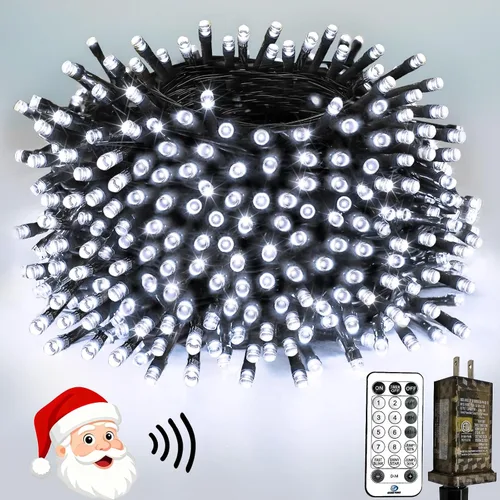 Miniatura 16 de Luces de Navidad controladas por voz con control remoto, cadena de 300 luces LED de 99 pies para interiores y exteriores con 12 modos, 3