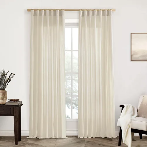 Miniatura 53 de XTMYI - Cortinas transparentes de 54 pulgadas de largo, juego de 2 paneles para baño, cortinas cortas de lino y algodón con semi privacidad