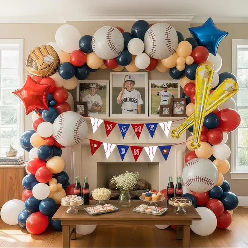 Miniatura 11 de Decoraciones de fiesta de fútbol y con poste de portería de fútbol, globos de aluminio para niños y adultos, tema deportivo, cumpleaños, día