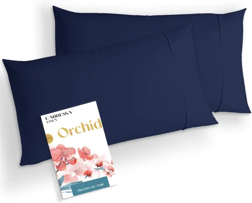 Miniatura 17 de Carressa Linen Juego de 2 fundas de almohada estándar 100% algodón egipcio, de la serie 1000, fundas de almohada de lujo de la colección Orquídeas