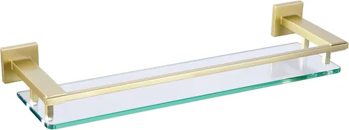 Miniatura 12 de LANC Estante de baño cromado, estantes de vidrio templado flotante de 20 pulgadas, estante rectangular de acero inoxidable montado en la pared