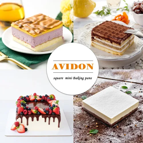 Miniatura 2 de AVIDON Paquete de 4 moldes cuadrados de silicona para tartas, moldes de silicona antiadherentes de 5 pulgadas, moldes para hornear pasteles