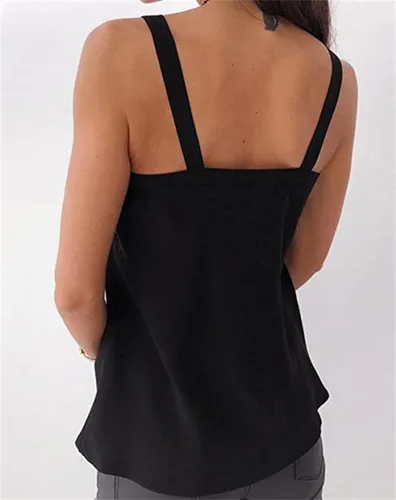 Miniatura 3 de Camisa de verano para mujer, casual, cuello en V, sin mangas, chaleco de color sólido, camiseta sin botones, sin mangas, novedad en 2022