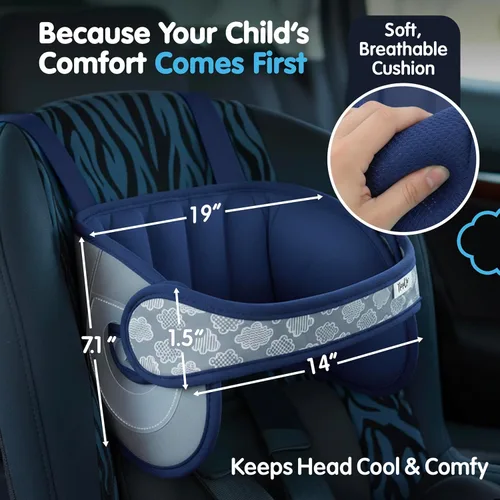 Miniatura 5 de NAPUP Soporte ajustable para la cabeza del asiento de automóvil para niños y niños pequeños que duermen, seguro, cómodo y transpirable (azul oscuro)