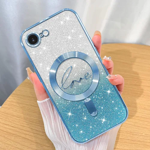 Miniatura 47 de ZIYE Funda Magnética Diseñada para iPhone 11 Funda con Purpurina Plateado de Lujo Corazón de Amor Compatible con MagSafe Funda Transparente