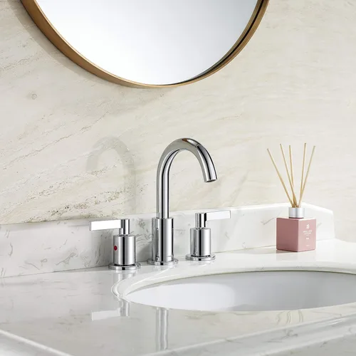 Miniatura 2 de TimeArrow TAF830C-CP - Grifo de lavabo de baño de 2 manijas cromadas, 3 agujeros con drenaje emergente, arco alto, moderno, 8 pulgadas, grifo