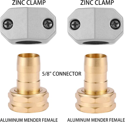 Miniatura 5 de Acoplamiento hembra de zinc y aluminio, se adapta a todos los accesorios de reparación de manguera de jardín de 5/8 pulgadas y 3/4 pulgadas, paquete