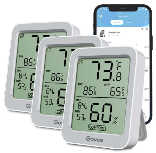 Miniatura 10 de Govee Higrómetro Digital Higrómetro Interior Termómetro de Habitación H5075, Medidor de Temperatura y Humedad Bluetooth con Control Remoto