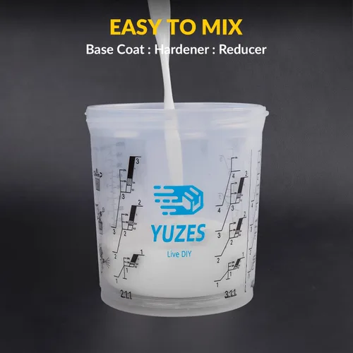 Miniatura 6 de YUZES Tazas desechables para pistola de pintura de 20 onzas líquidas (600ML), 40 tapas y forros desechables para tazas de pintura, 2 tazas duras