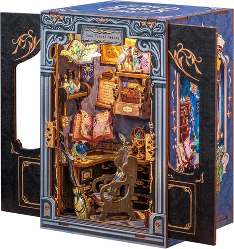 Miniatura 16 de CUTEBEE - Kit de rincón de libros - Kit de casa de muñecas en miniatura DIY para adultos y adolescentes, decoración de estantería de casa de libros