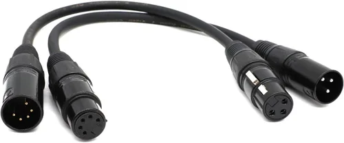 Miniatura 8 de XLR macho de 3 pines a XLR hembra 5 pines y hembra de 3 pines a macho 5 pines cable de audio de 5 pines, para micrófono, luz de escenario DMX, etc.