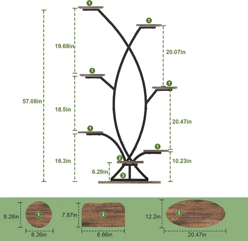 Miniatura 5 de Soporte para plantas de interior con luz de crecimiento, estante esquinero de 8 niveles para plantas de interior, estante de plantas de 57 pulgadas