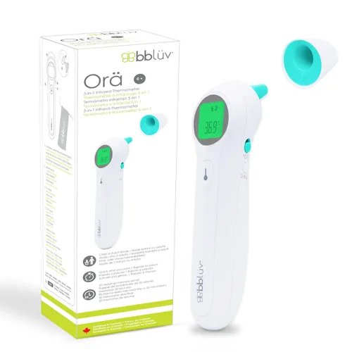 bblüv - Orä - Termómetro infrarrojo digital sin contacto, termómetro de oído - Pantalla LED 5 en 1, para bebés, niños y adultos Indicador de
