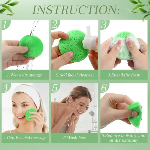 Miniatura 5 de 120 esponjas faciales comprimidas, exfoliantes faciales naturales, esponjas faciales desechables para limpieza, almohadillas faciales redondas