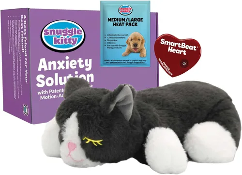 Snuggle Kitty - Juguete para gatos con pulso y calor de sensación real, ayuda calmante para dormir para la ansiedad de los gatos, nuevos artículos