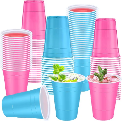 Miniatura 15 de Jingmore 90 vasos de plástico desechables para fiestas de neón, vasos de plástico desechables de 16 onzas, fiestas, matrimonios, despedidas