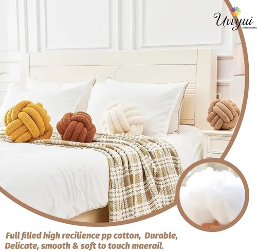 Miniatura 3 de Uvvyui - Almohada de nudo en forma de bola, almohadas decorativas suaves para el hogar, cojín redondo de arrojo, almohada de felpa anudada hecha a
