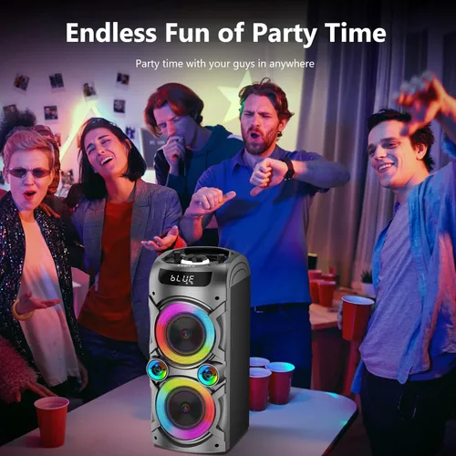 Miniatura 7 de Bocina Bluetooth portátil TYOTY 100W potente inalámbrica Boombox con emparejamiento TWS, sonido estéreo fuerte, graves profundos, grandes altavoces